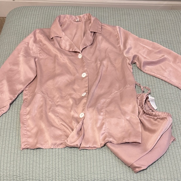 Women's Pink 100% Silk Pajama Set - Picture 1 of 6